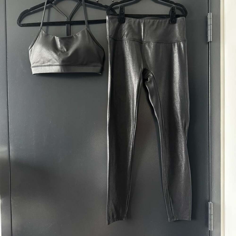 Crz Yoga Faux Leather leggings & sports bra set
